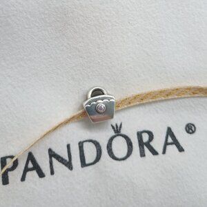 Authentic Pandora Sterling Silver Purse Charm Pink Zirconia 790309PCZ Retired